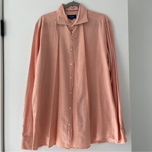 Eton Men's Light Coral Orange Button Down Cotton Silk Collared Shirt XL 43 17
